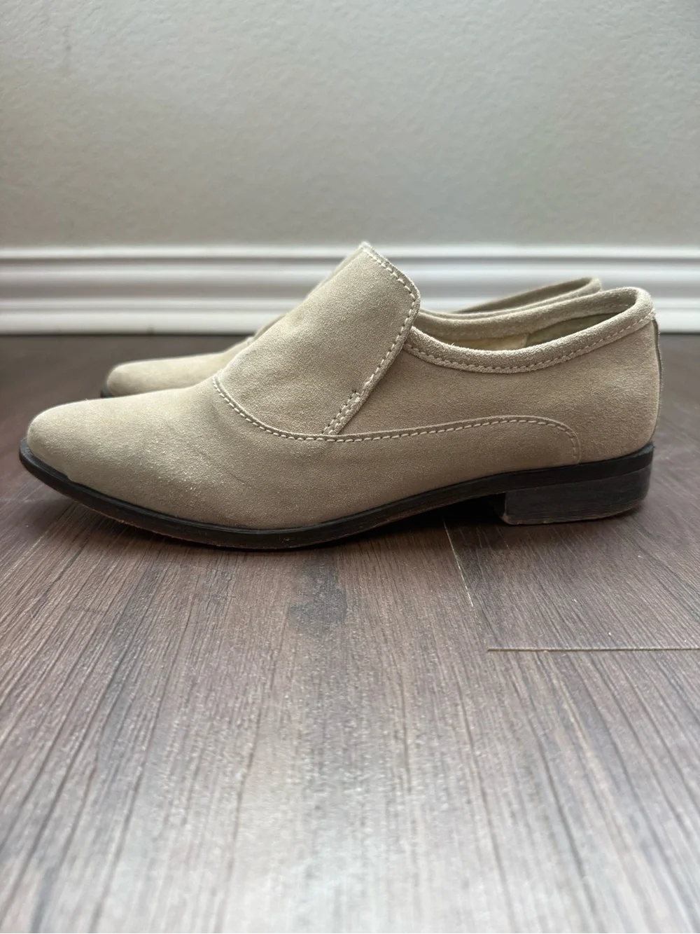 Free People Brady Slip-on Loafers Suede Leather Light Tan Beige Shoes Pointed